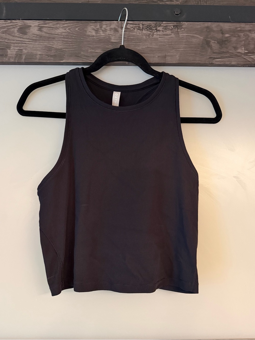 Athleta Black Ribbed Crop Tank